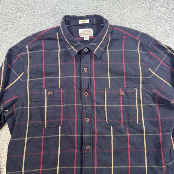 J Crew Shirt Mens XLT Blue Plaid Flannel Classic Midweight Double Brushed Casual - Picture 3 of 9